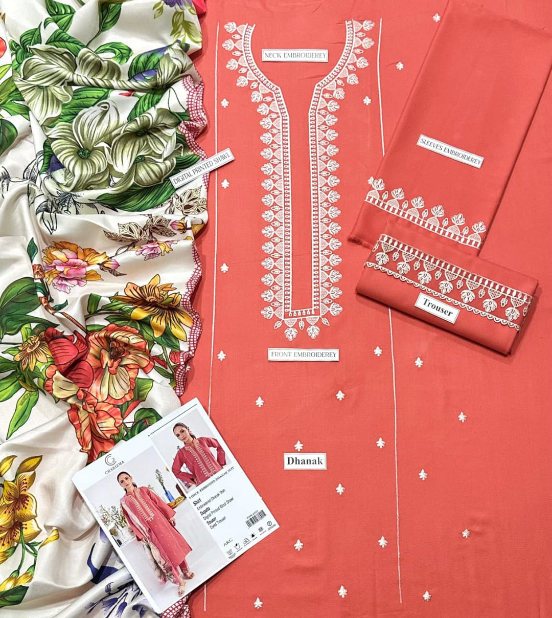 URGE Embroidered Dhanak Fency 3pcs Vol 0105