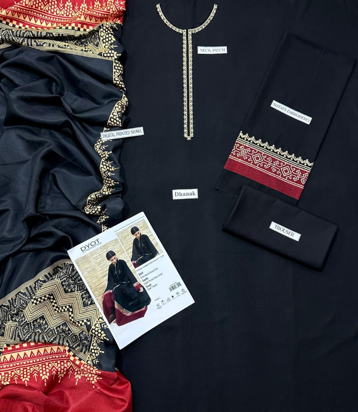 DYOT Embroidered Dhanak Fency 3pcs Vol 0110