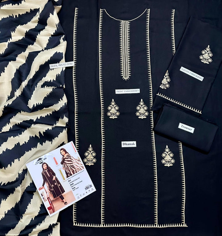 CROSS STITCH Embroidered Dhanak Fency 3pcs Vol 0110