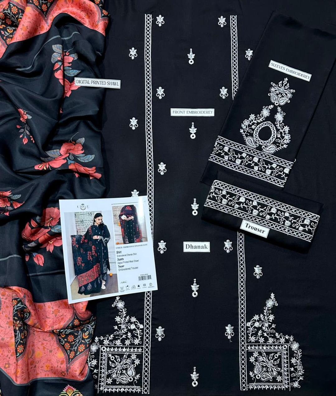 URGE Embroidered Dhanak Fency 3pcs Vol 0111