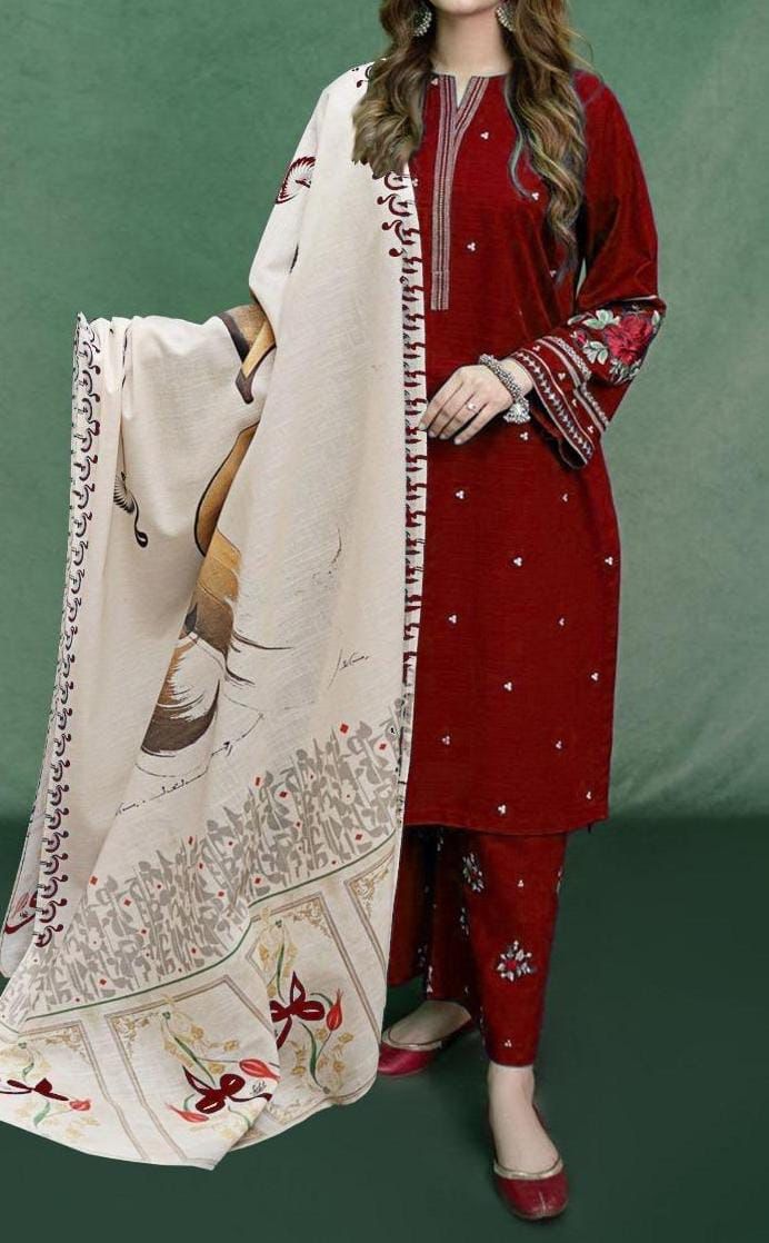 URGE Embroidered Dhanak Fency 3pcs Vol 0112