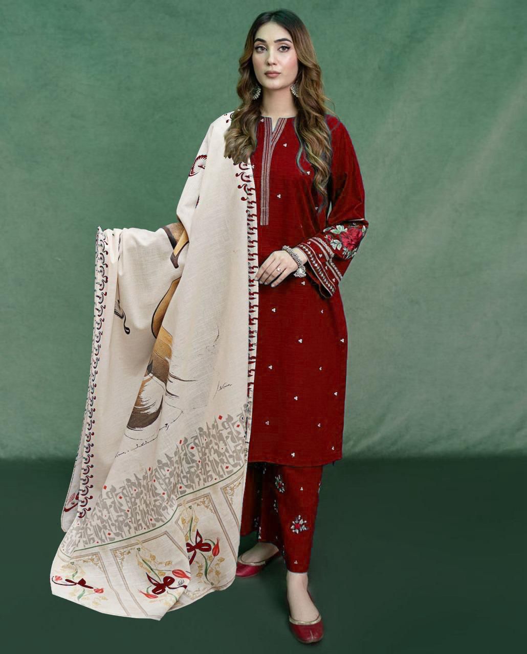 URGE Embroidered Dhanak Fency 3pcs Vol 0112