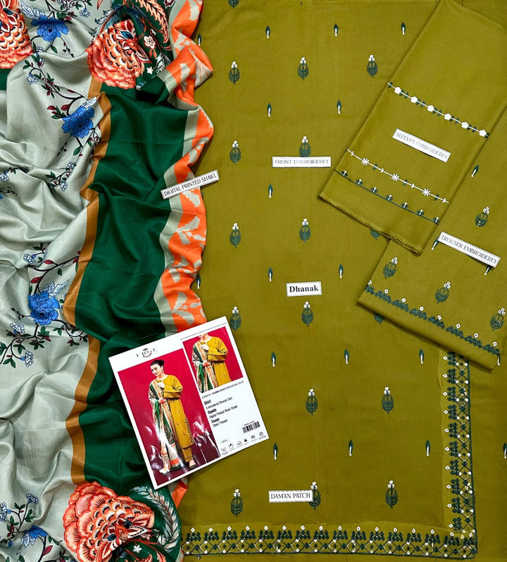 URGE Embroidered Dhanak Fency 3pcs Vol 0113