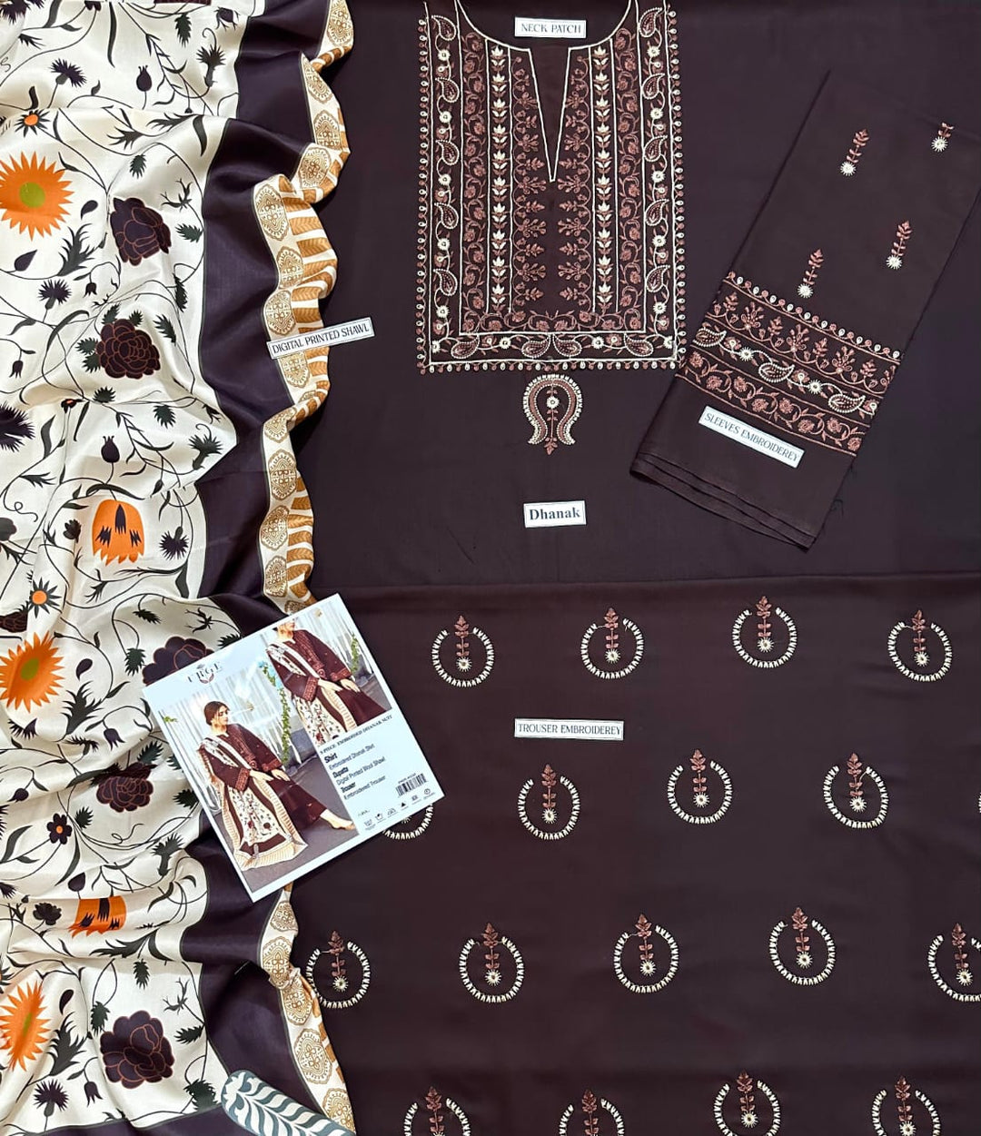 URGE Embroidered Dhanak Fency 3pcs Vol 0116