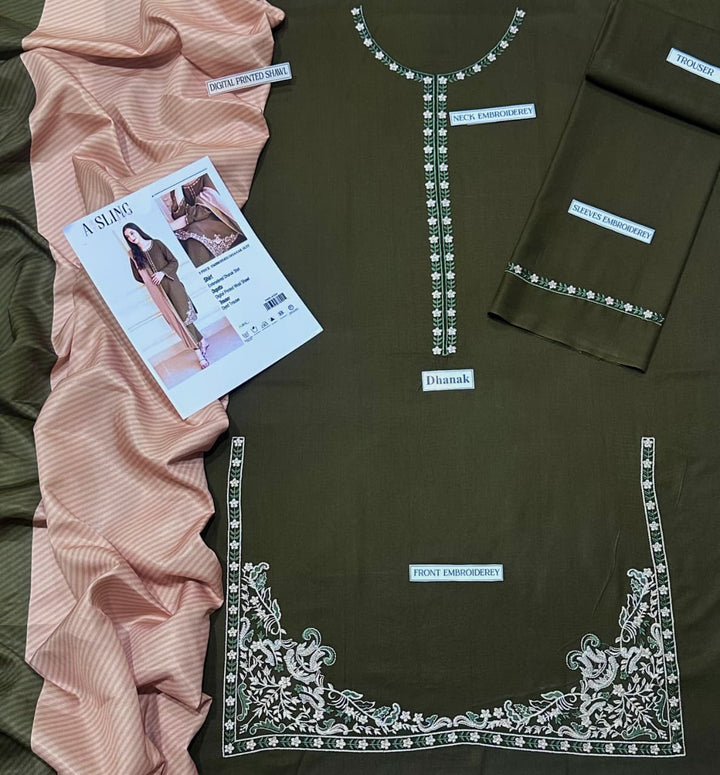 AISLING Embroidered Dhanak Fency 3pcs Vol 0117