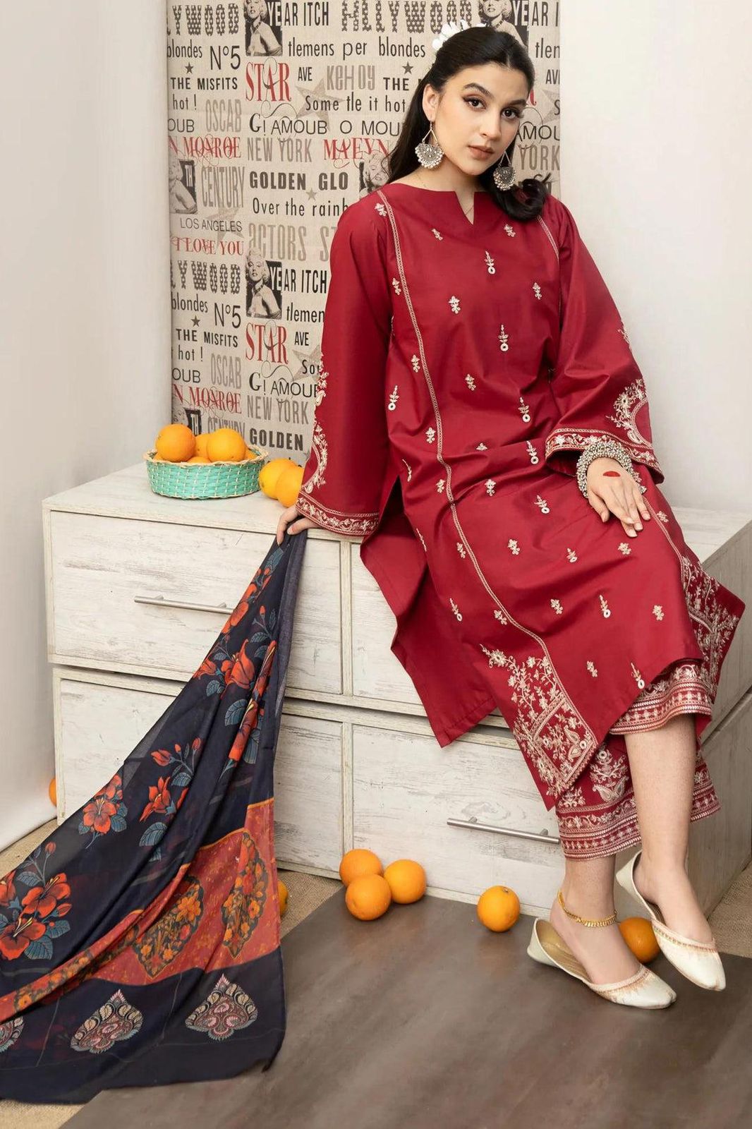 URGE Embroidered Dhanak Fency 3pcs Vol 0119