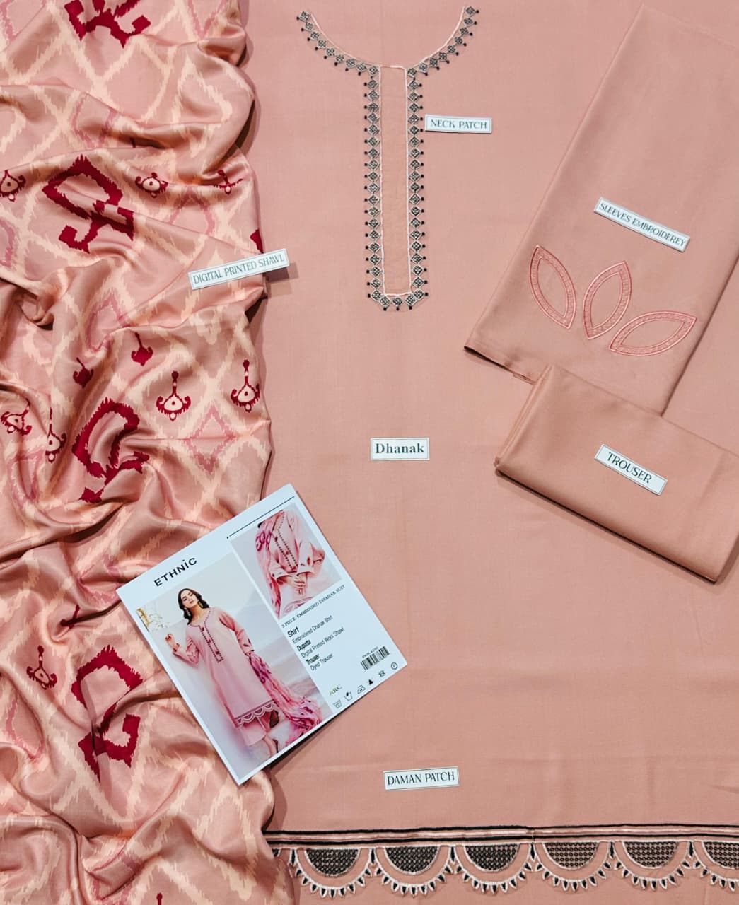 ETHNIC Embroidered Dhanak Fency 3pcs Vol 0122
