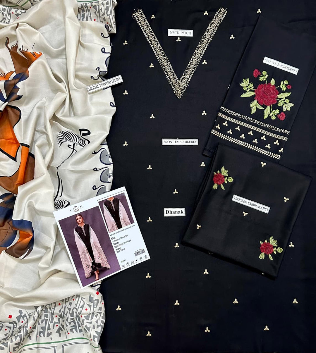 URGE Embroidered Dhanak Fency 3pcs Vol 0125