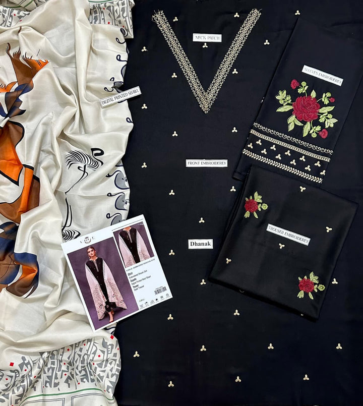 URGE Embroidered Dhanak Fency 3pcs Vol 0125