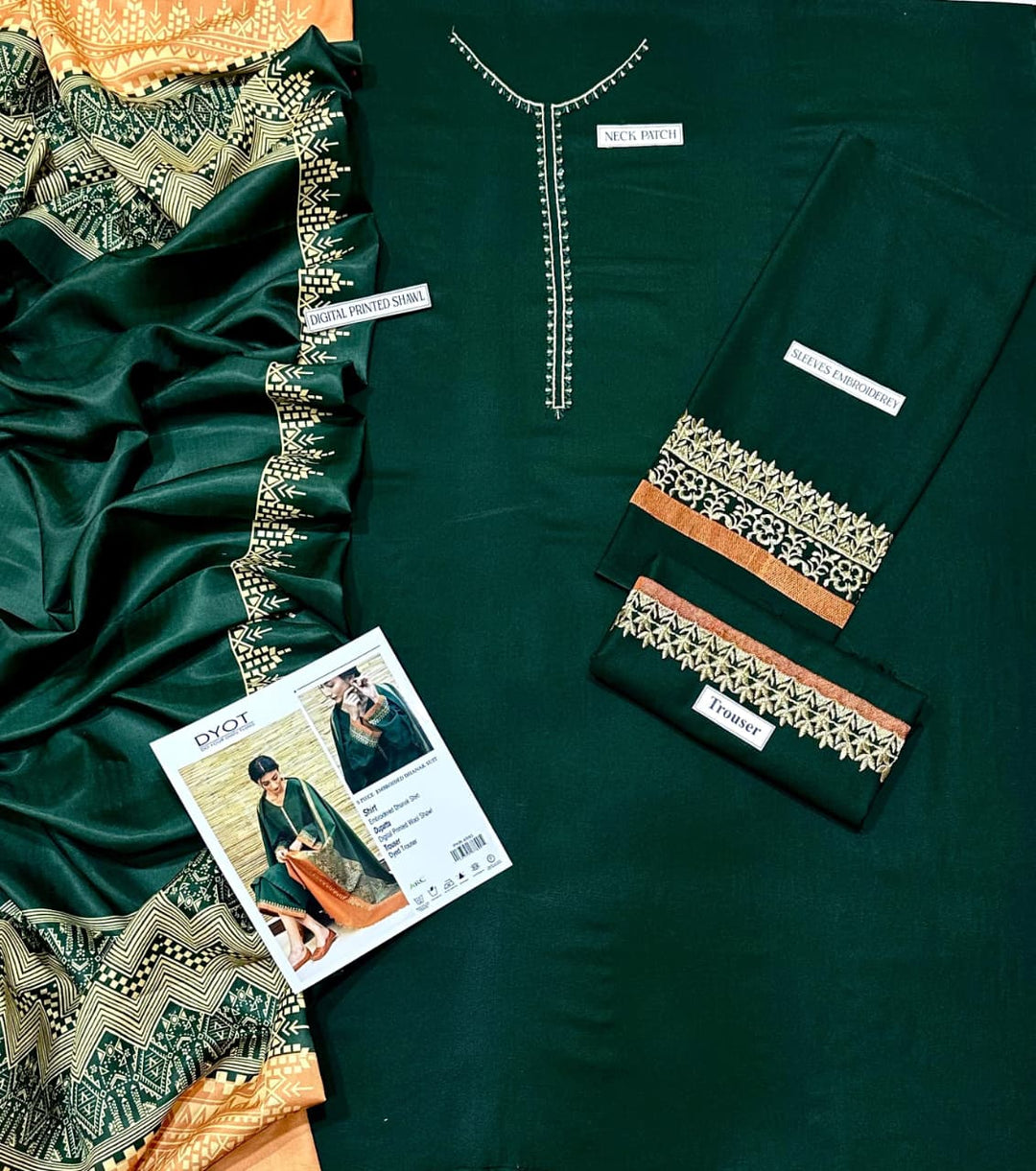 DYOT Embroidered Dhanak Fency 3pcs Vol 0126