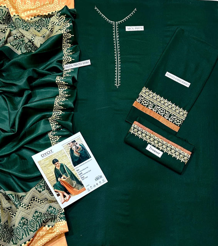 DYOT Embroidered Dhanak Fency 3pcs Vol 0126