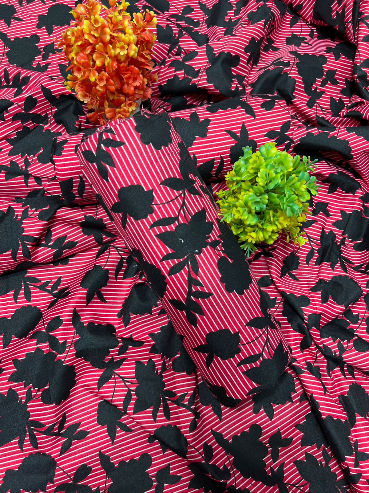 Summer Cotton All over 2pcs Premium Suit Crimson