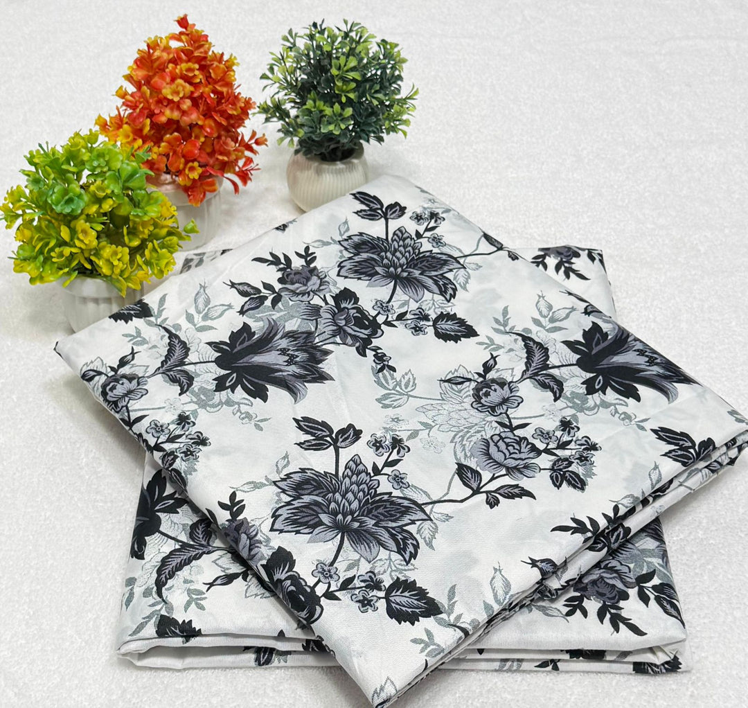 Micro Polo Cotton 2pcs Suit Silver Petals