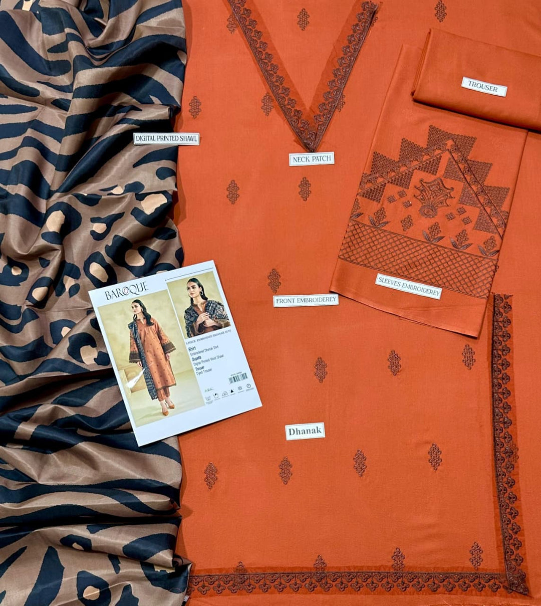 BAROQUE Embroidered Dhanak Fency 3pcs Vol 0127