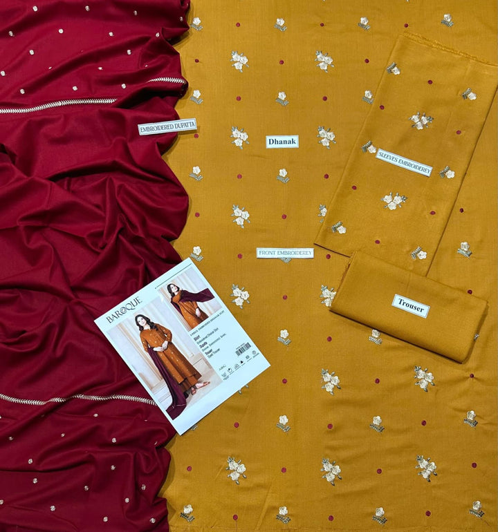 BAROQUE Embroidered Dhanak Fency 3pcs Vol 0128