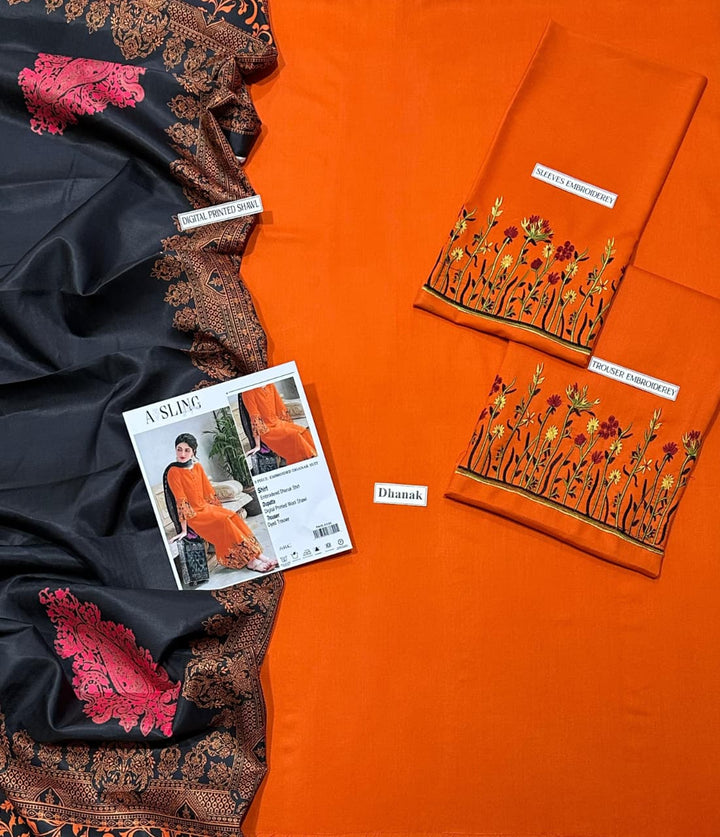 AISLING Embroidered Dhanak Fency 3pcs Vol 0132