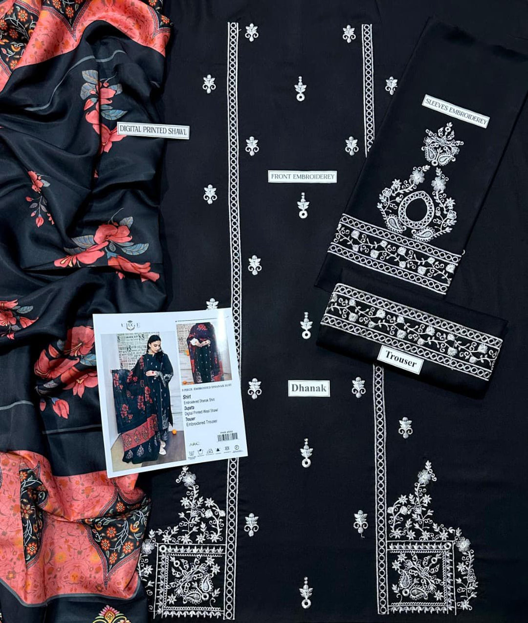 URGE Embroidered Dhanak Fency 3pcs Vol 0133