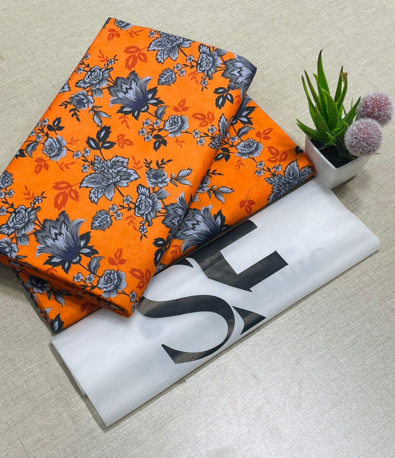 Summer Cotton All over 2pcs Premium Burnt Orange Floral