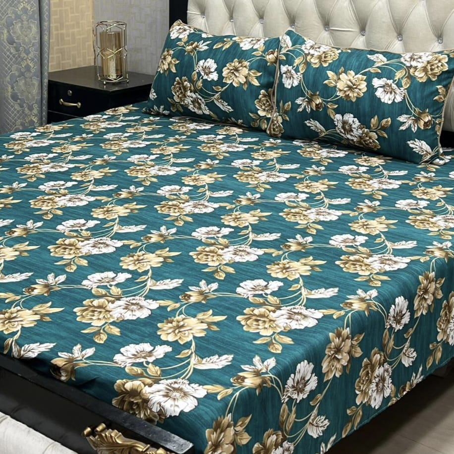 3D Leather Crystal Cotton Bedsheet AM3D-00421