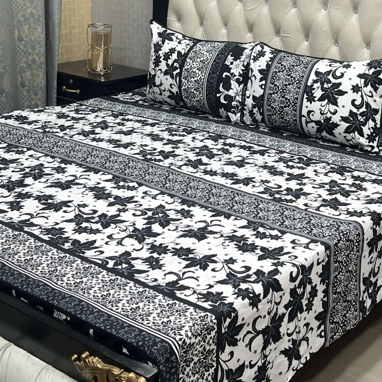 3D Leather Crystal Cotton Bedsheet AM3D-00422