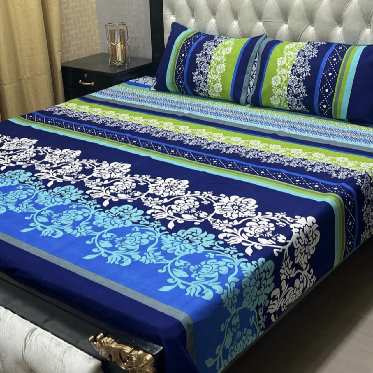 3D Leather Crystal Cotton Bedsheet AM3D-00427