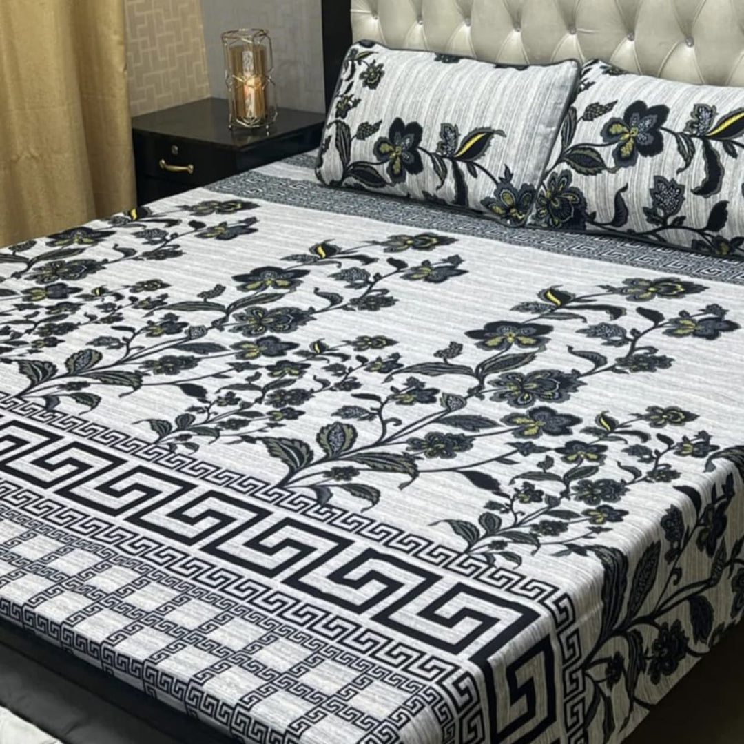 3D Leather Crystal Cotton Bedsheet AM3D-00428