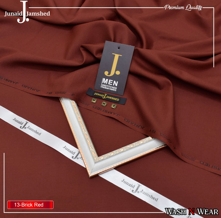 J. Junaid Jamshaid Online Premium Wash & Wear Suiting For Men Brick Red