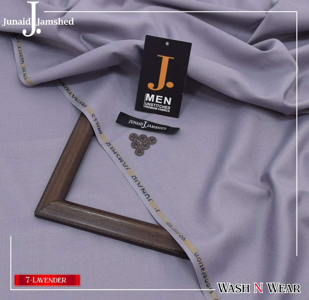 J. Junaid Jamshaid Online Premium Wash & Wear Suiting For Men Grey Lavender