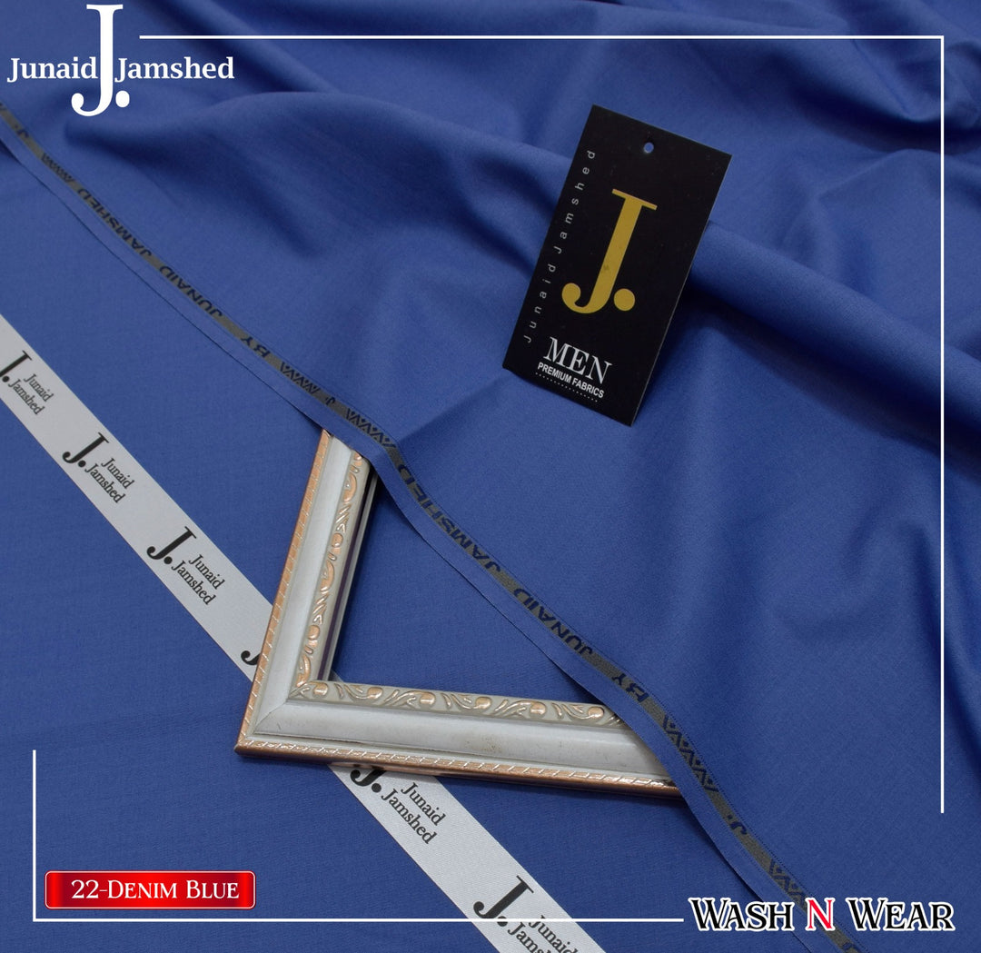 J. Junaid Jamshaid Online Premium Wash & Wear Suiting For Men Denim Blue