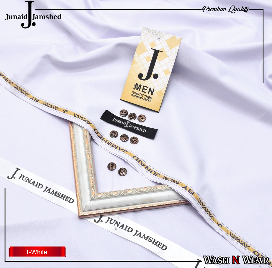 J. Junaid Jamshaid Online Premium Wash & Wear Suiting For Men White