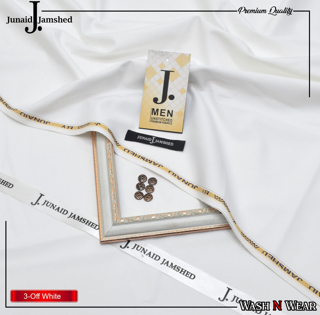 J. Junaid Jamshaid Online Premium Wash & Wear Suiting For Men Off White