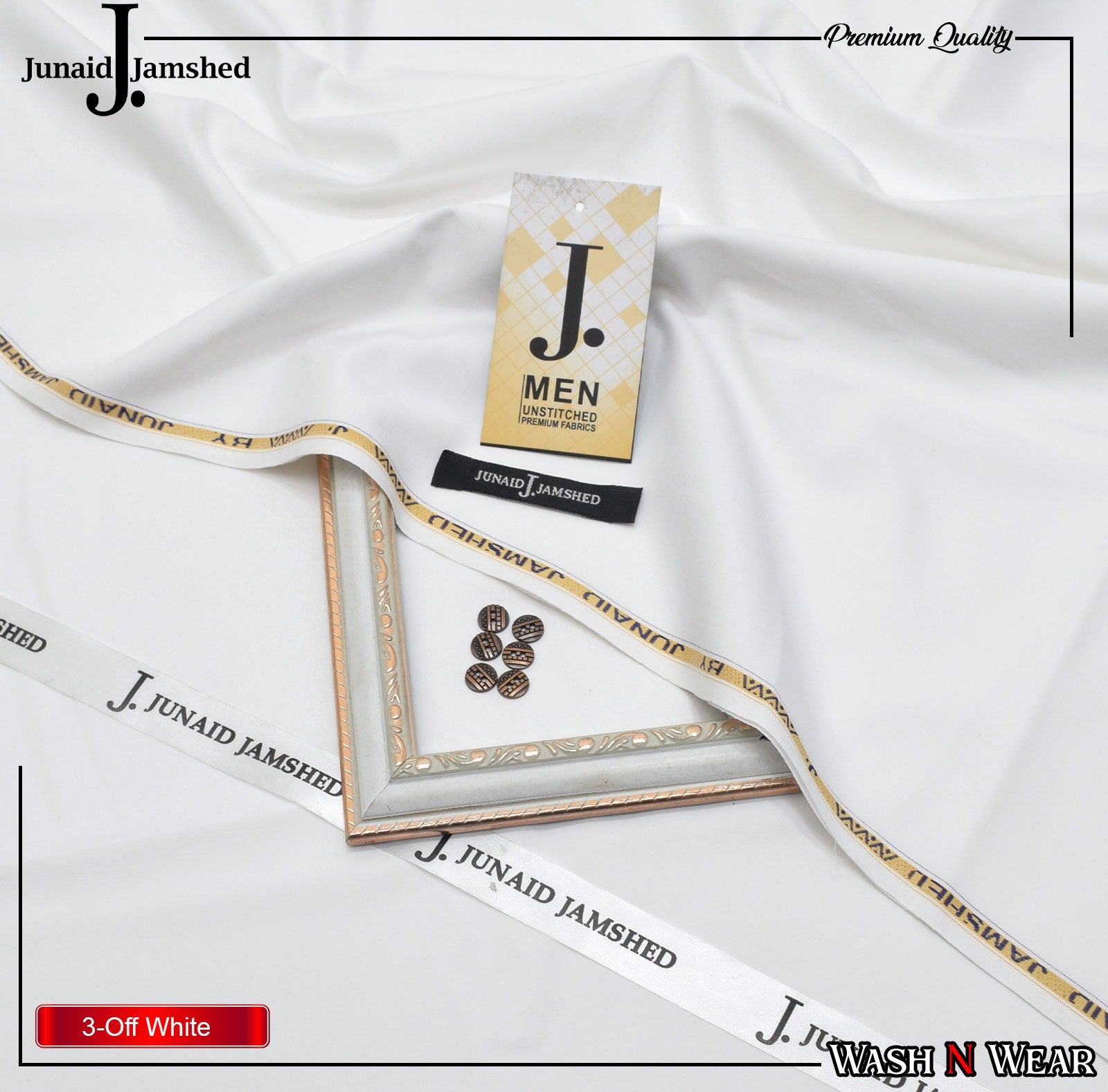 J. Junaid Jamshaid Online Premium Wash & Wear Suiting For Men Off White