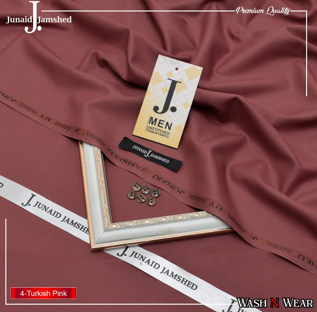 J. Junaid Jamshaid Online Premium Wash & Wear Suiting For Men Turkish Pink