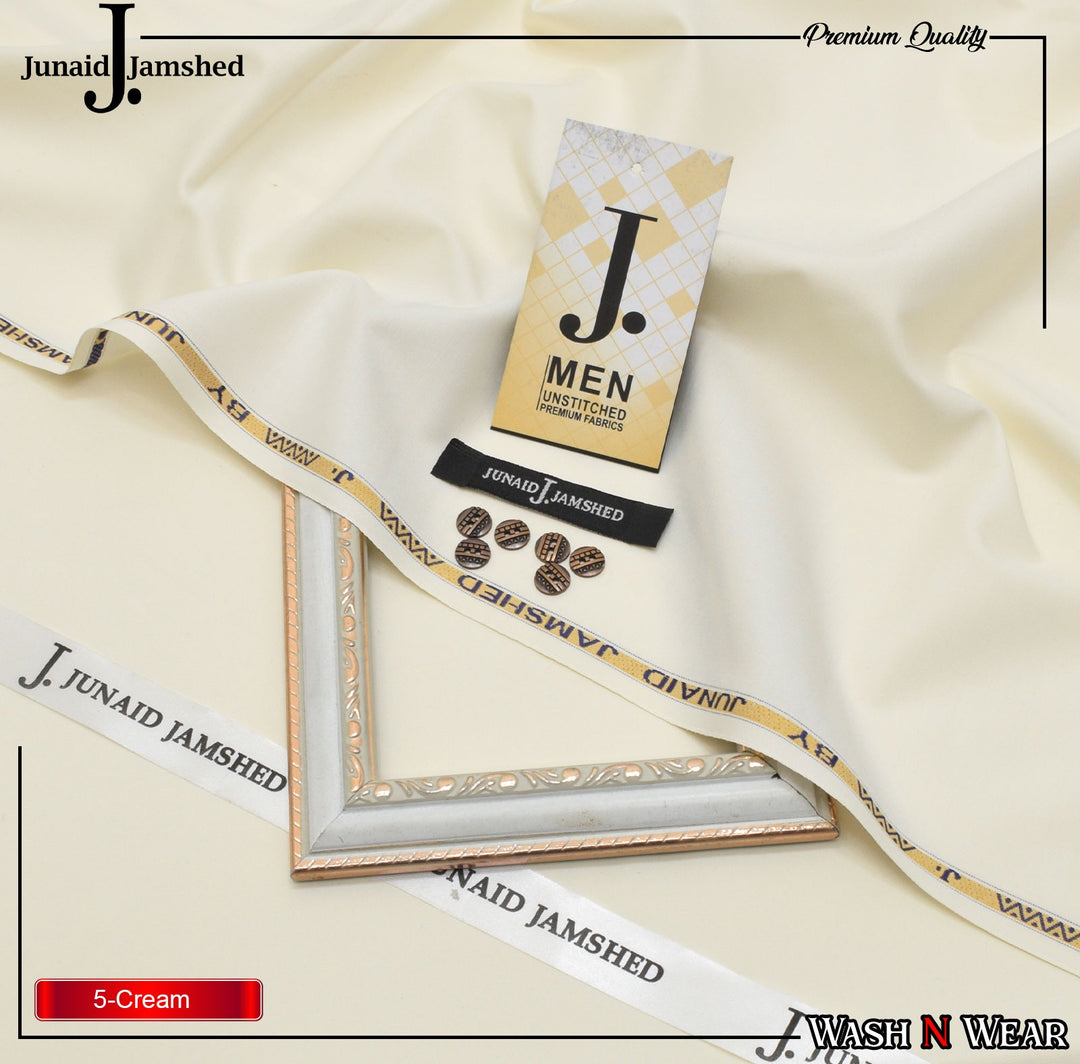 J. Junaid Jamshaid Online Premium Wash & Wear Suiting For Men Cream