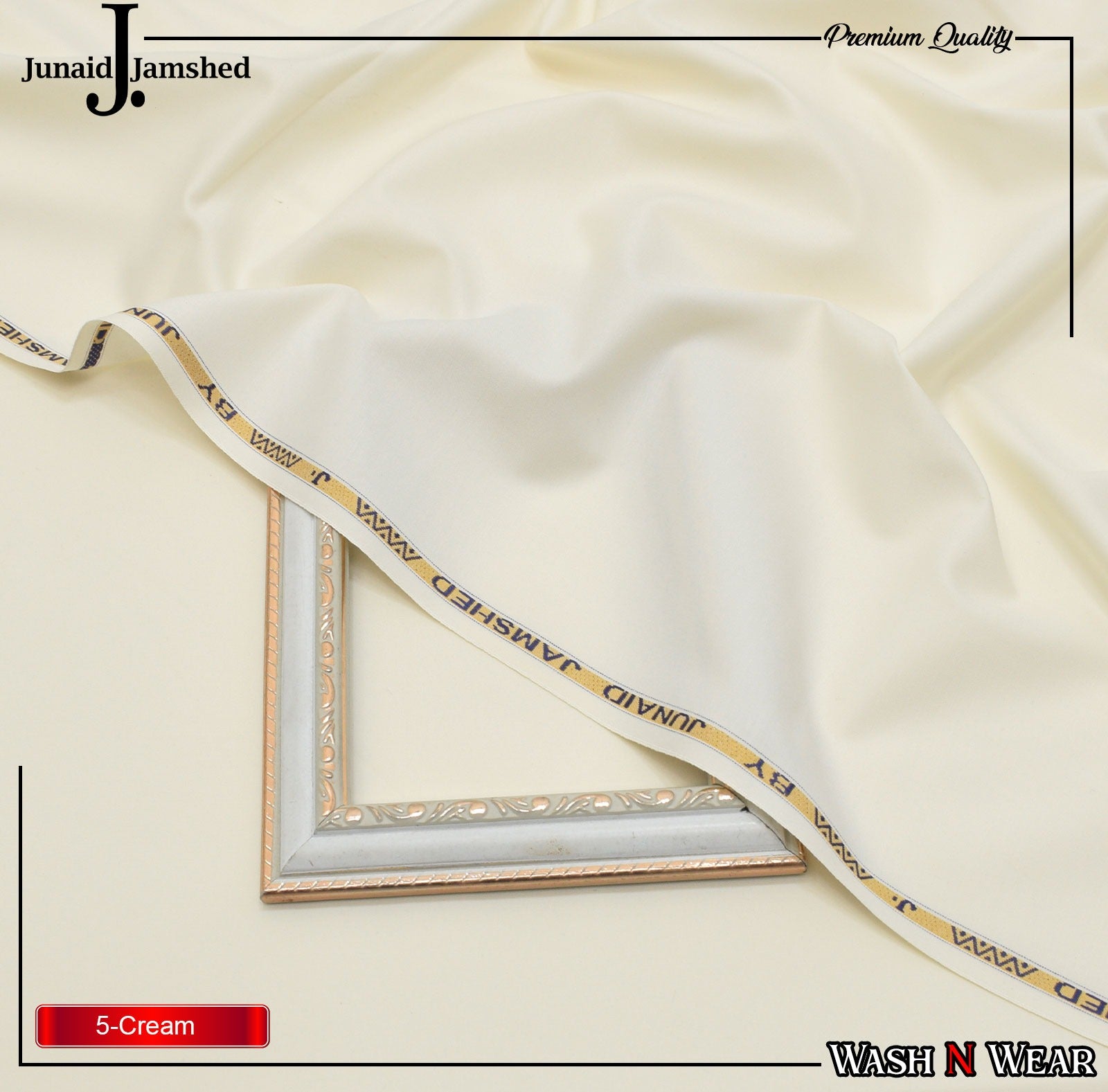 J. Junaid Jamshaid Online Premium Wash & Wear Suiting For Men Cream