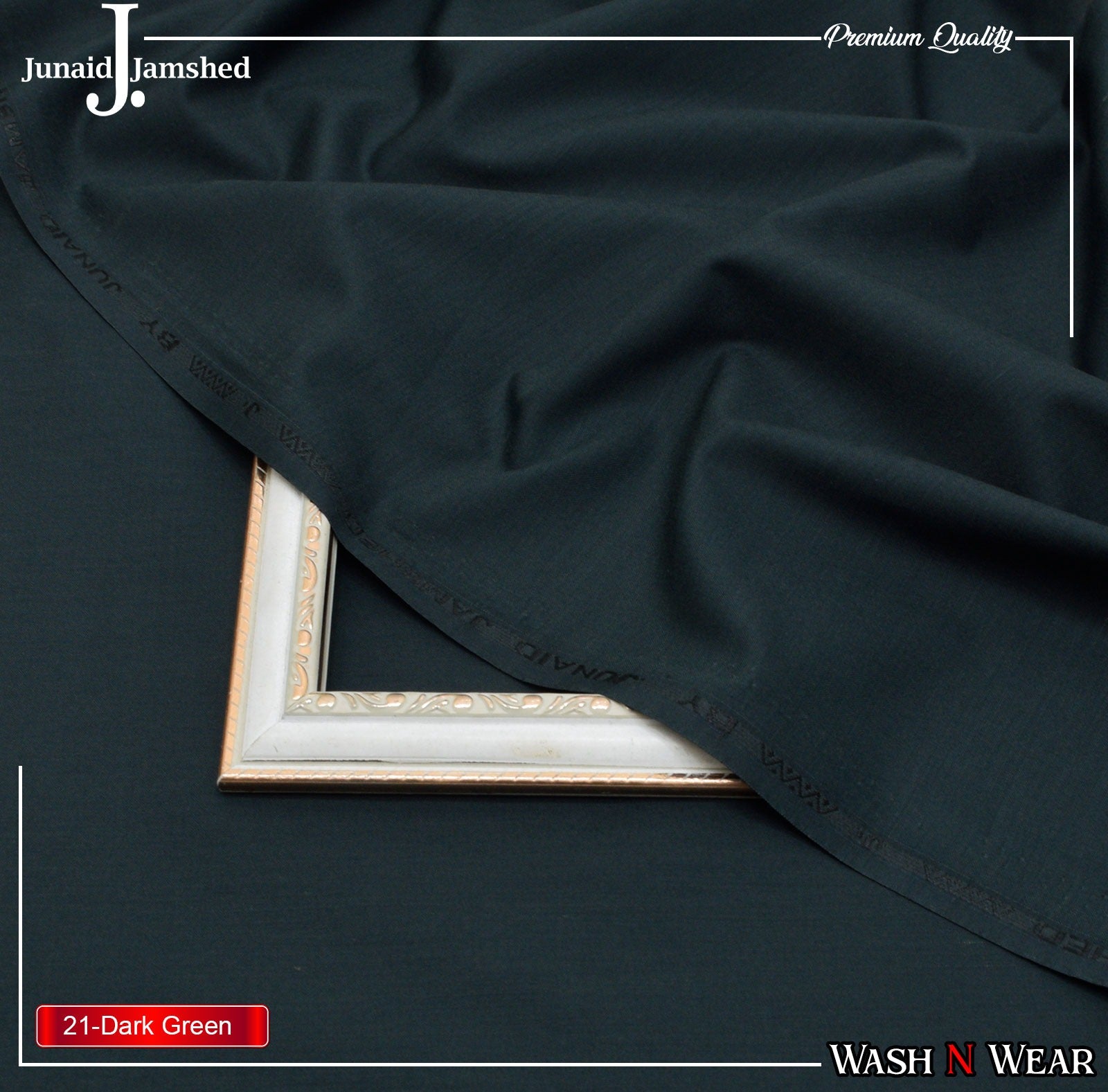 J. Junaid Jamshaid Online Premium Wash & Wear Suiting For Men Dark Green