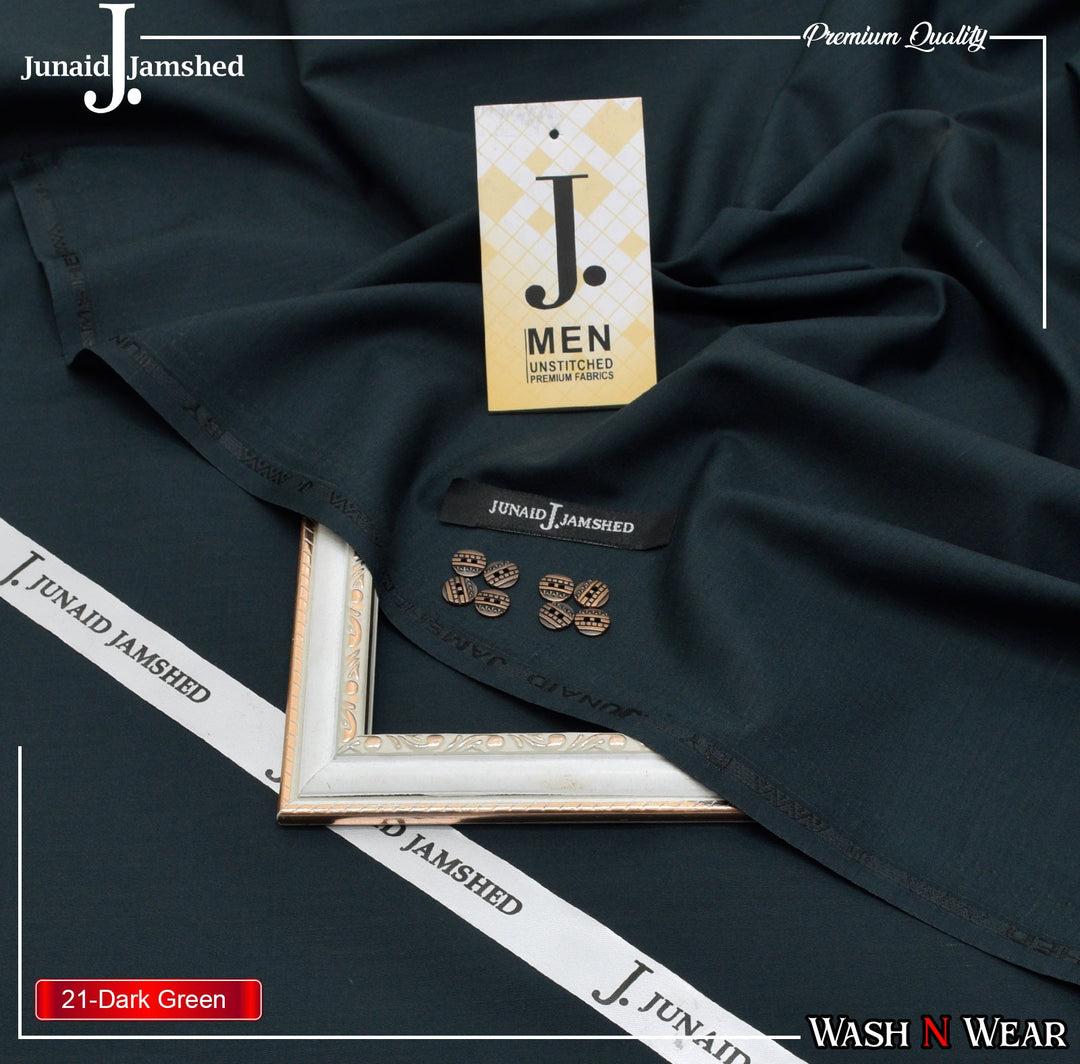 J. Junaid Jamshaid Online Premium Wash & Wear Suiting For Men Dark Green