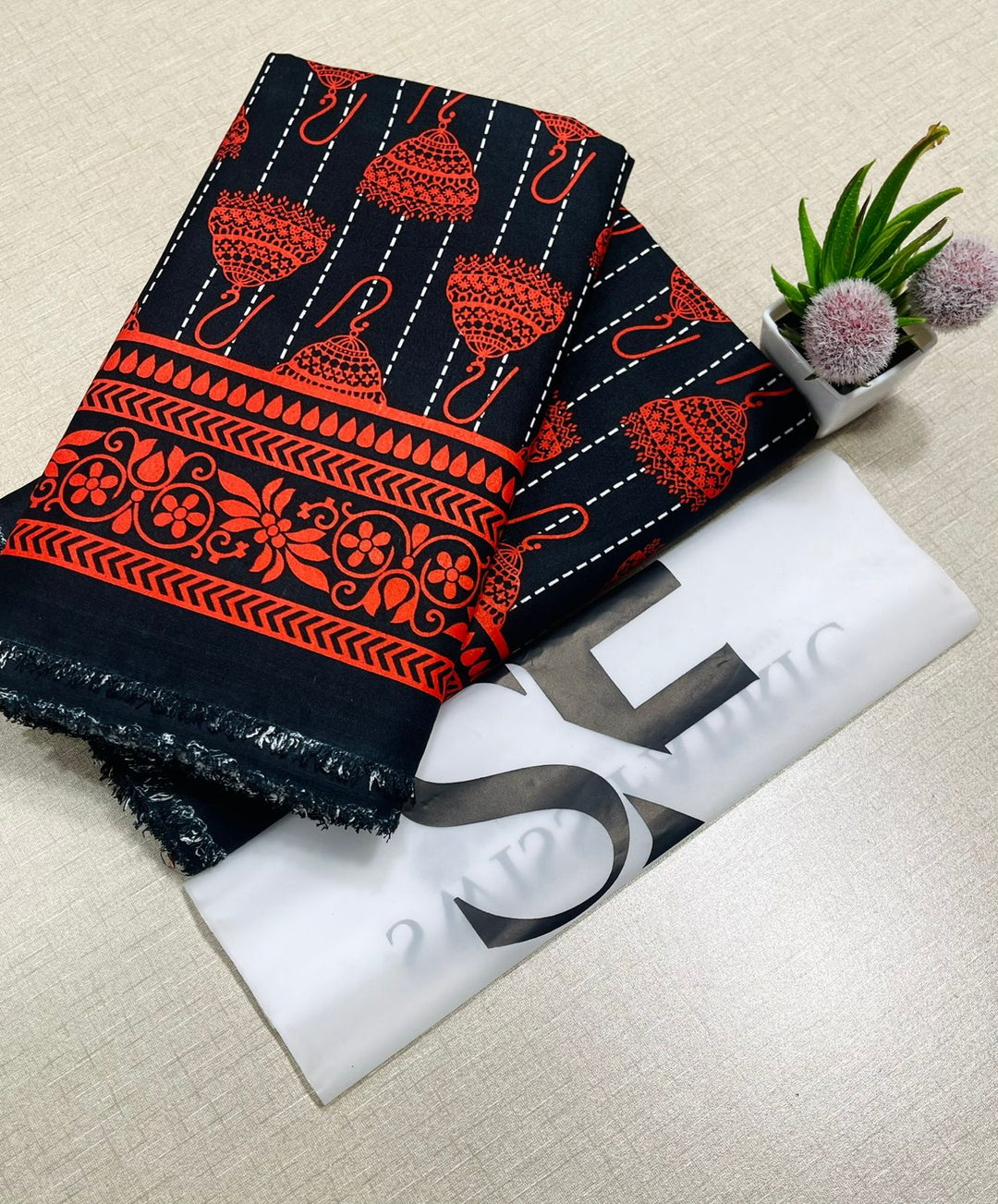 Summer Cotton All over 2pcs Premium DNT BTF Red Jhumka