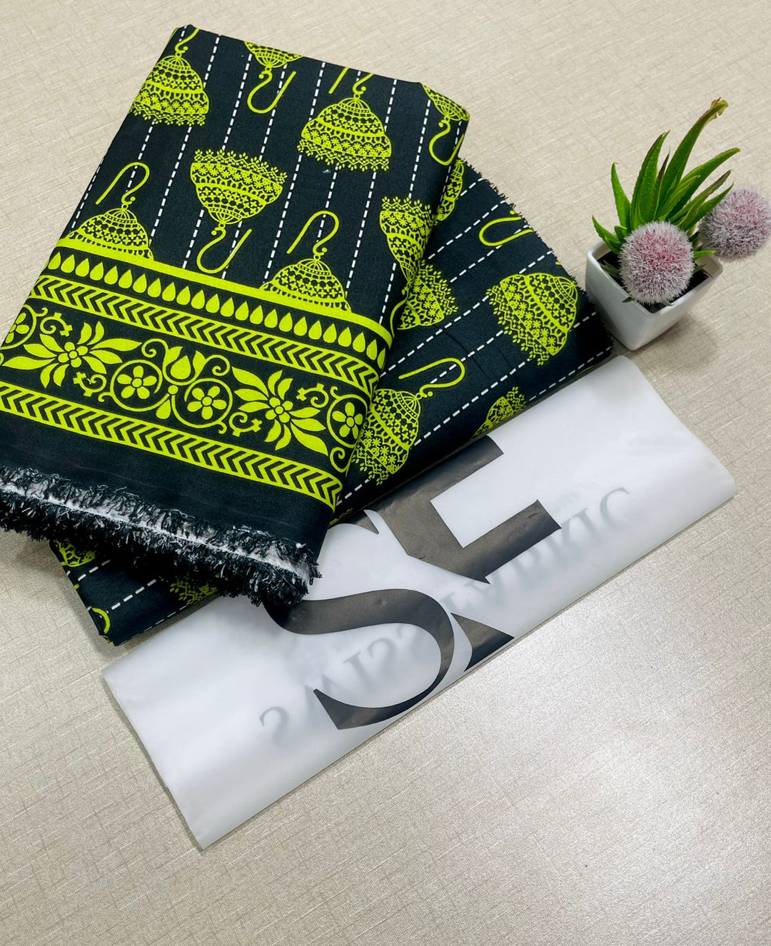 Summer Cotton All over 2pcs Premium DNT BTF Green Jhumka