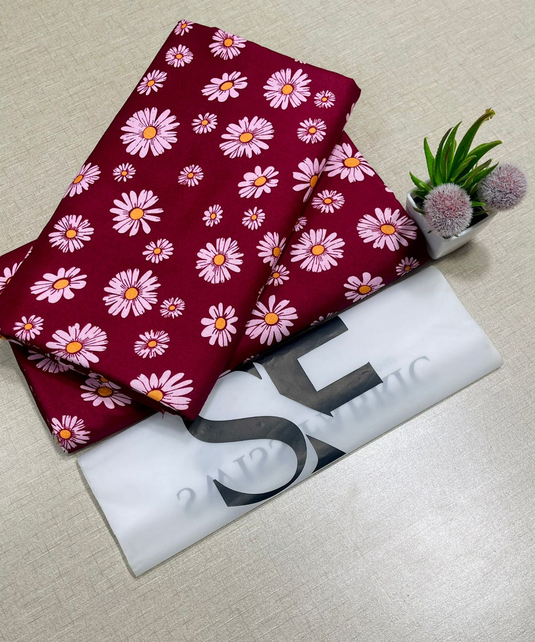 Summer Cotton All over 2pcs Premium Maroon Vintage Petals