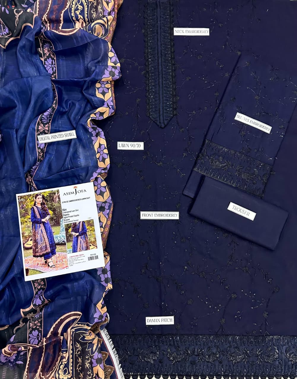 Summer Lawn Embroidery 3pcs Collection AYL3-10743