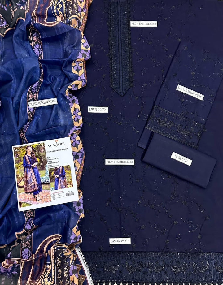 Summer Lawn Embroidery 3pcs Collection AYL3-10743