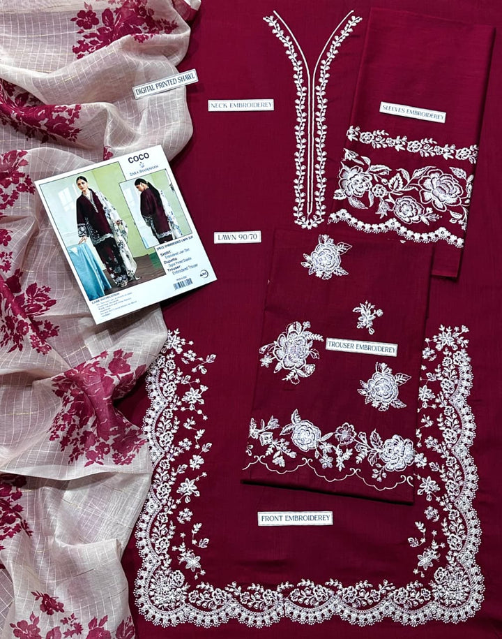 Summer Lawn Embroidery 3pcs Collection AYL3-10746