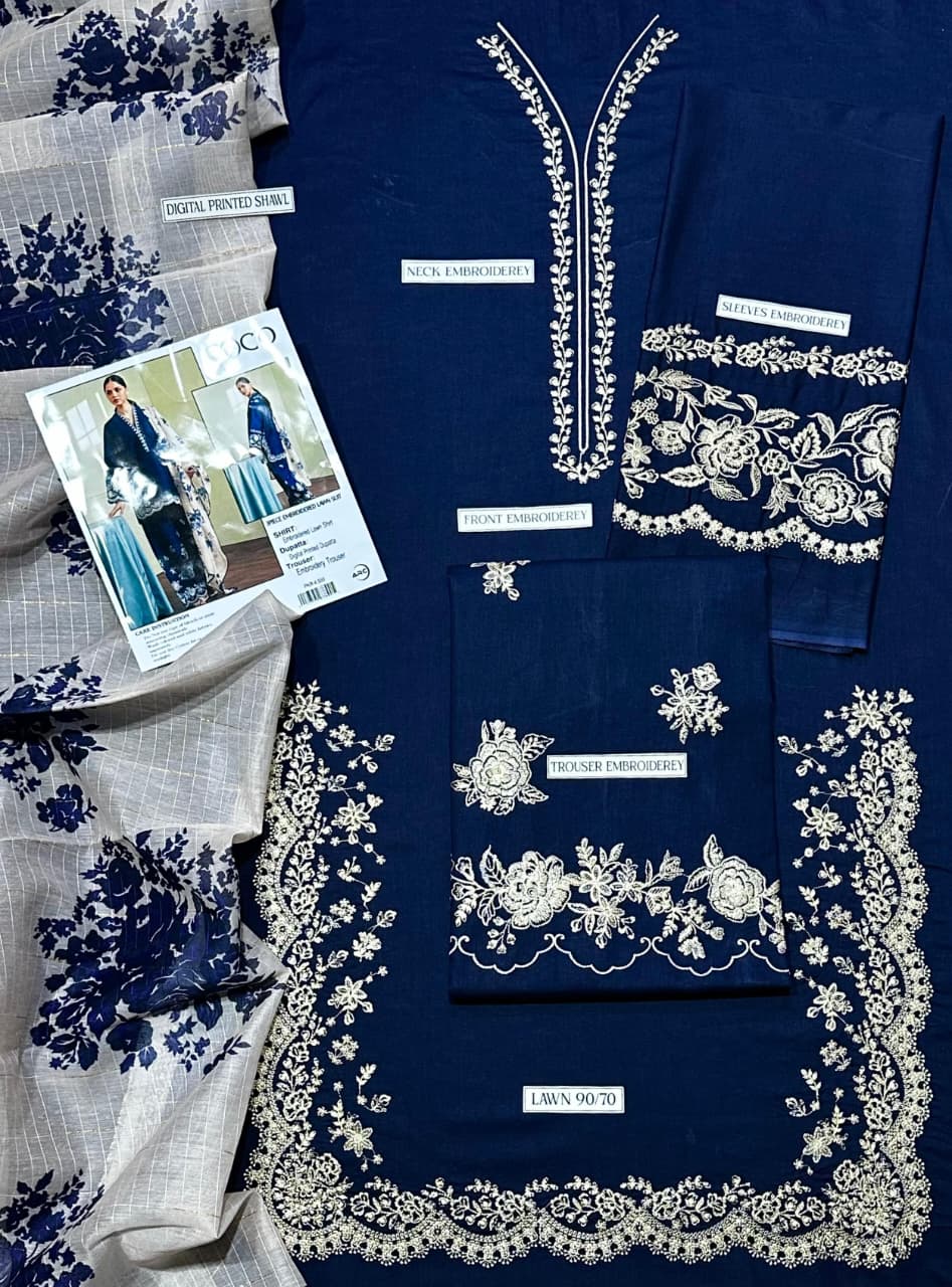 Summer Lawn Embroidery 3pcs Collection AYL3-10749