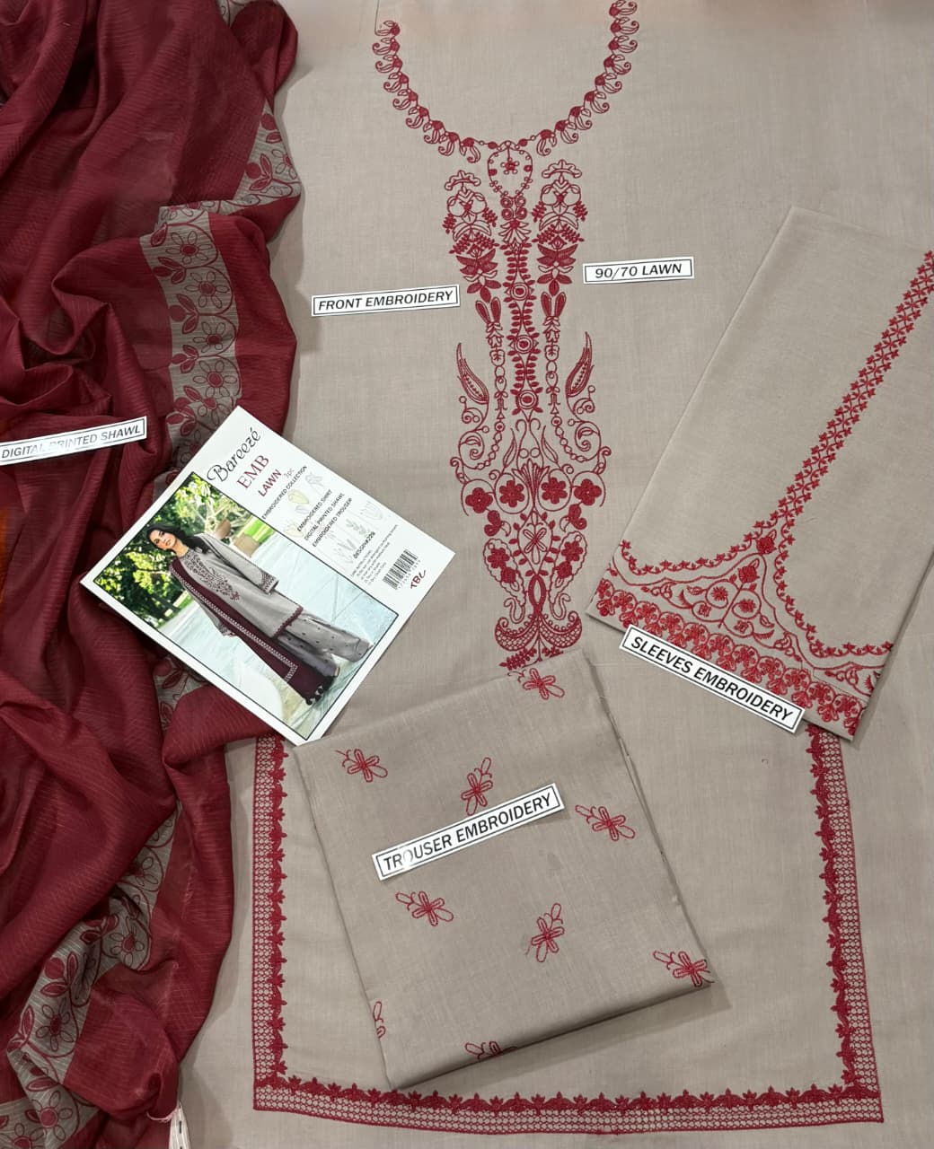 Summer Lawn 3pcs Embroidery Collection AYL3-11014