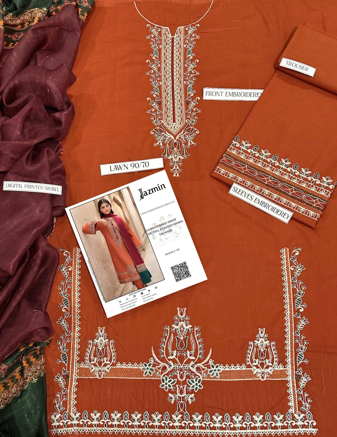 Summer Lawn 3pcs Embroidery Collection AYL3-11011