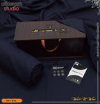 Carnivals Wash&Wear Boski Fabric for Men By Al-Karam in Wooden Box Navy Blue