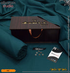 Carnivals Wash&Wear Boski Fabric for Men By Al-Karam in Wooden Box Alkaram Metropolitan Blue