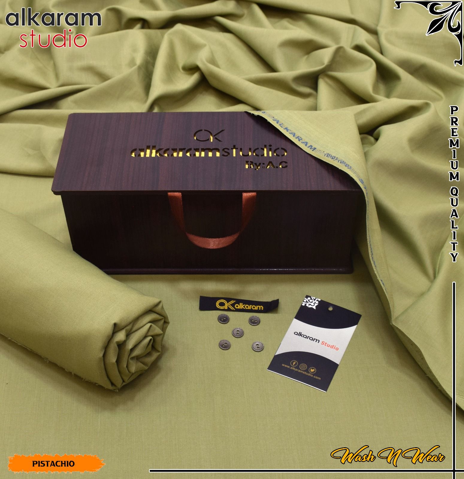 Carnivals Wash&Wear Boski Fabric for Men By Al-Karam in Wooden Box Alkaram Subtle Hue