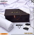 Carnivals Wash & Wear Boski Fabric for Men By Al-Karam Studio With Wooden Box Zenith White